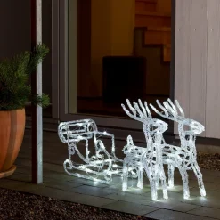 Funklende LED udendørs dekoration rensdyr med slæde