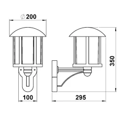 Genefe udendørs væglampe, med sensor, sort