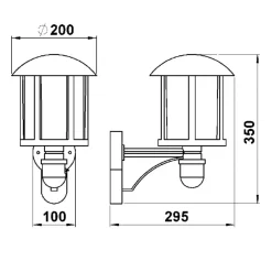 Genefe udendørs væglampe, med sensor, brun