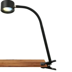 Genopladelig klemmelampe Tari, sort, CCT, touchdæmper, USB