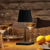 Genopladelig LED-bordlampe Nuindie mini, USB-C, sort, IP54, dæmpbar.