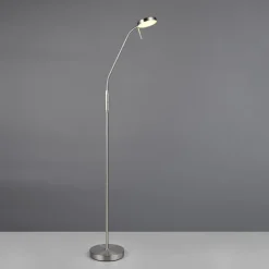 Genopladelig LED-gulvlampe Moreno, mat nikkel, CCT, dæmpbar