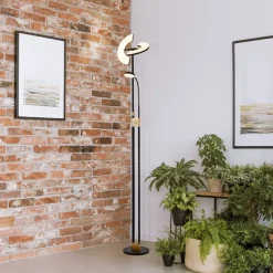 Gio LED-gulvlampe, satineret messing/sort