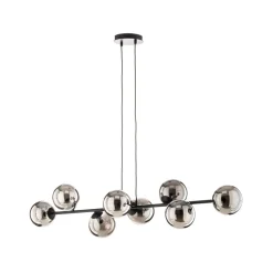 Glassy hængelampe, 8 lyskilder, sort, grafit, glas, E14