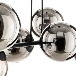 Glassy hængelampe, 8 lyskilder, sort, grafit, glas, E14