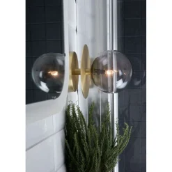 Globen Lighting væglampe ART DECO, messing/grå Ø 16 cm IP44