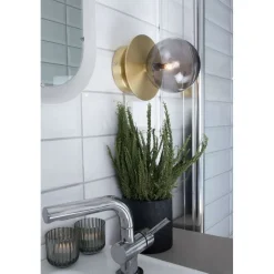 Globen Lighting væglampe ART DECO, messing/grå Ø 16 cm IP44