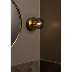 Globen Lighting væglampe ART DECO, messing/grå Ø 16 cm IP44