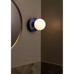 Globen Lighting væglampe ART DECO, blå/hvid, Ø 16 cm, IP44
