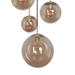 Glsabol glas-hængelampe, messing, 5 lyskilder