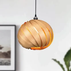 Gofurnit Mela pendellampe, kirsebærtræ, Ø 35 cm