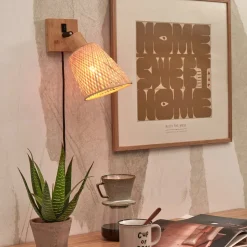 GOOD & MOJO væglampe Java, naturlig, stik, bambus