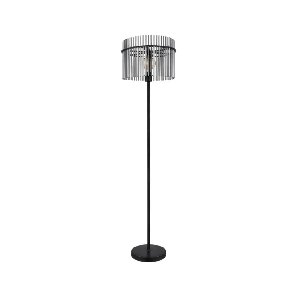Gorley gulvlampe, højde 152 cm, røggrå, glas/metal