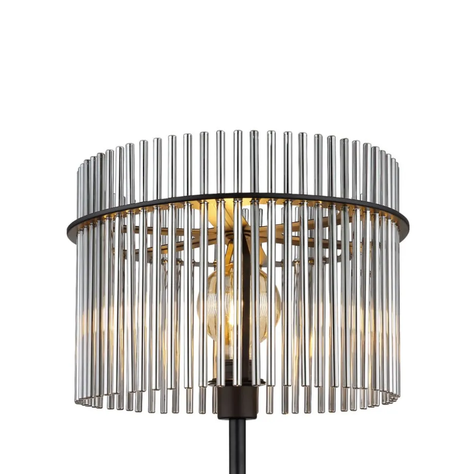 Gorley gulvlampe, højde 152 cm, røggrå, glas/metal