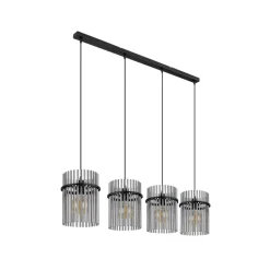 Gorley pendel, længde 110 cm, røggrå, 4-lys, glas