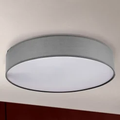 Grå loftlampe Ufo med lærredsskærm