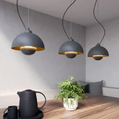 Gretja hængelampe, 3 lyskilder, sort guld