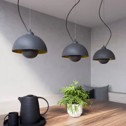 Gretja hængelampe, 3 lyskilder, sort guld