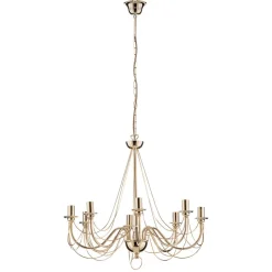 Guldfarvet lysekrone Retro, 8 lyskilder