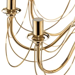 Guldfarvet lysekrone Retro, 8 lyskilder