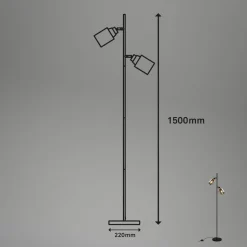 Gulvlampe 1486025 2 lyskilder skærme røgfarveglas