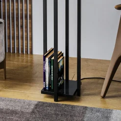 Gulvlampe 8125, sort/hvid, metal/lærred, højde 130 cm