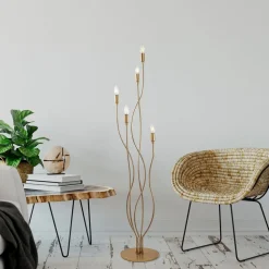 Gulvlampe Bonibon 13237 guldfarvet metal højde 160 cm 5 lyskilder.