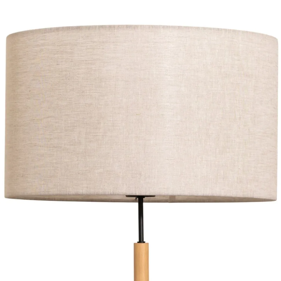 Gulvlampe Deva Nature, tekstil, træ