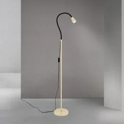 Gulvlampe Dotty, khaki, højde 145 cm, fleksibel arm, GU10