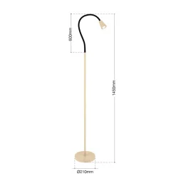 Gulvlampe Dotty, khaki, højde 145 cm, fleksibel arm, GU10