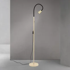 Gulvlampe Dotty, khaki, højde 145 cm, fleksibel arm, GU10