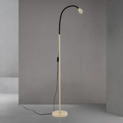Gulvlampe Dotty, khaki, højde 145 cm, fleksibel arm, GU10