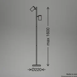 Gulvlampe Duta, sort/lys træ, højde 160 cm metal/træ