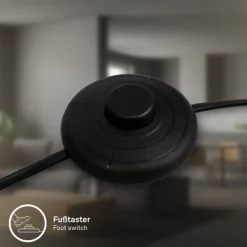 Gulvlampe Duta, sort/lys træ, højde 160 cm metal/træ