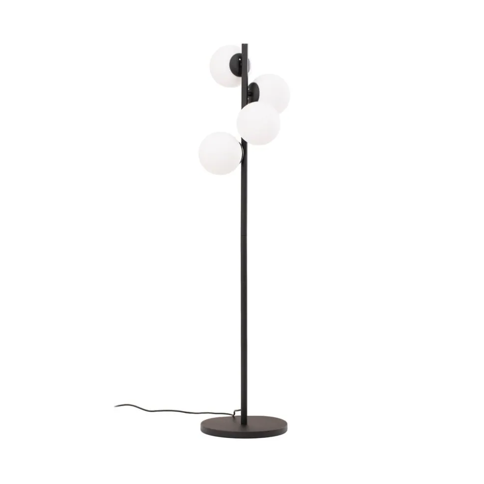 Gulvlampe Faze, sort, glas, højde 130 cm, 4 lyskilder, E27