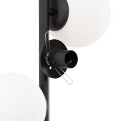 Gulvlampe Faze, sort, glas, højde 130 cm, 4 lyskilder, E27