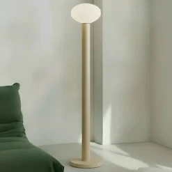 Gulvlampe Flo, beige, højde 138 cm, 1 lyskilde, glas