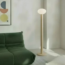 Gulvlampe Flo, beige, højde 138 cm, 1 lyskilde, glas