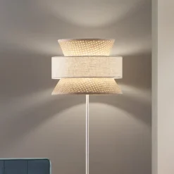 Gulvlampe Gazebo, natur/beige, højde 147 cm, rattan/stof