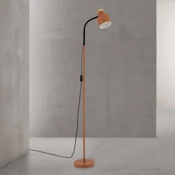 Gulvlampe Gili, stål, koralrød, højde 150 cm, E27