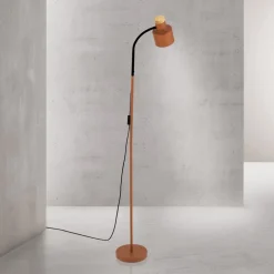 Gulvlampe Gili, stål, koralrød, højde 150 cm, E27