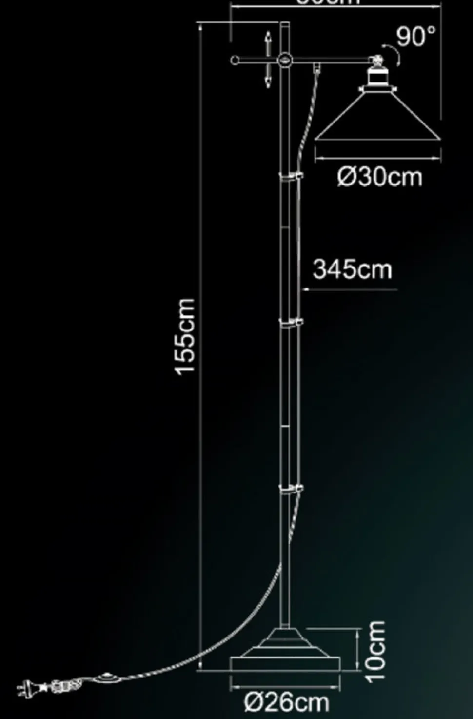 Gulvlampe Lenius med bevægelig skærm