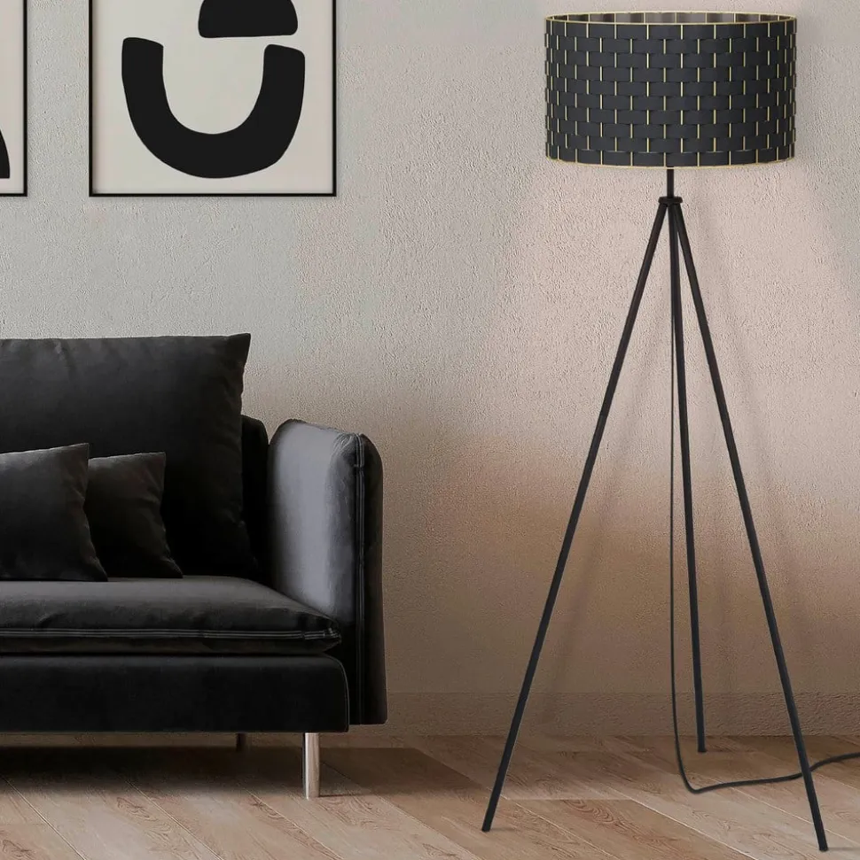 Gulvlampe Marasales i tekstil, tre ben