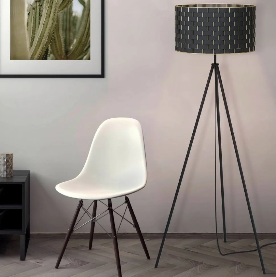 Gulvlampe Marasales i tekstil, tre ben