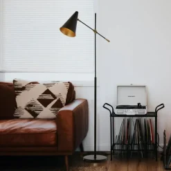 Gulvlampe Nelu, sort, højde 185 cm, metal, justerbar