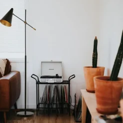 Gulvlampe Nelu, sort, højde 185 cm, metal, justerbar