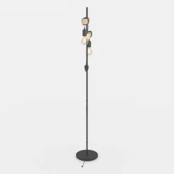 Gulvlampe Townshend 2 lyskilder sort/lyst træ