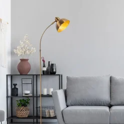 Gulvlampe Varzan, guld, metal, højde 162 cm, E27