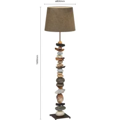 Gulvlampe Vera med stofskærm og sten-dekor