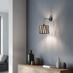 Harmony væglampe, sort, naturlig jute, med afbryder